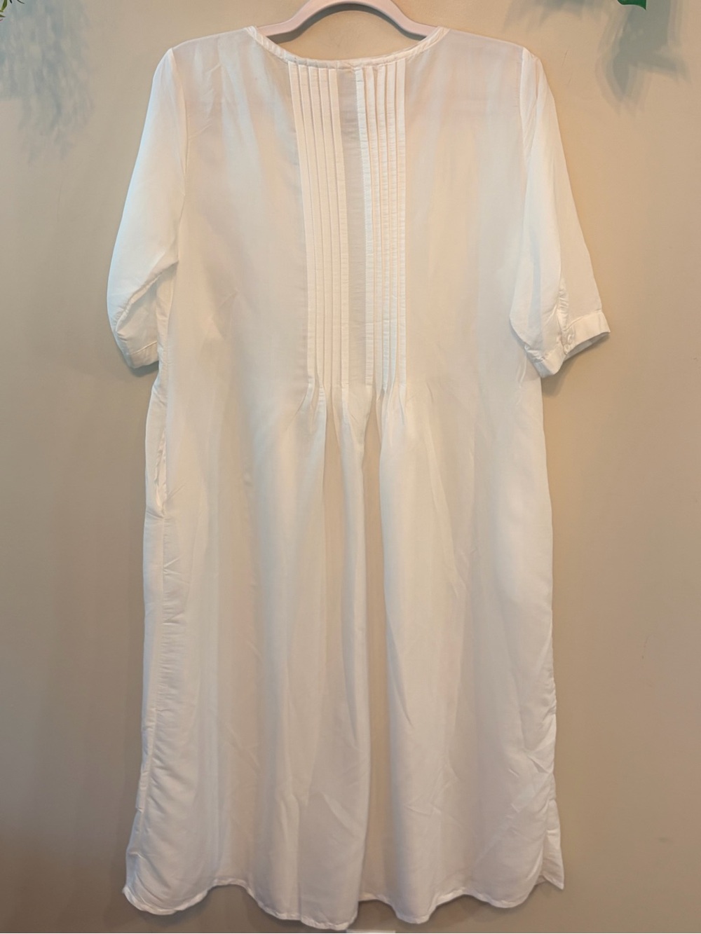 White Pintuck Cottagecore Midi Dress | Romantic Heirloom Prairie Lounge Dress - Picture 10 of 11
